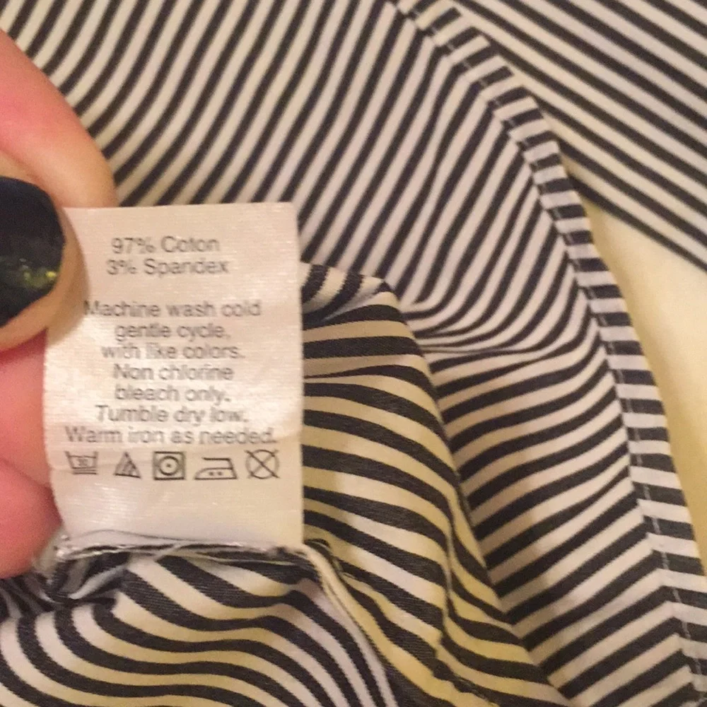 J. Crew Blue White Stripe Oxford Cotton blend Shirt Stretch Perfect